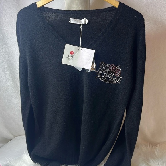 HELLO KITTY COUTURE By VICTORIA COUTURE VINTAGE CASHMERE RHINESTONE SWEATER - Picture 2 of 9